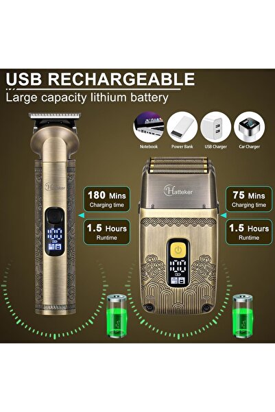 Hatteker Professional Hair Clipper Electric Razor Foil Shaver Kit - Cordless Waterproof
