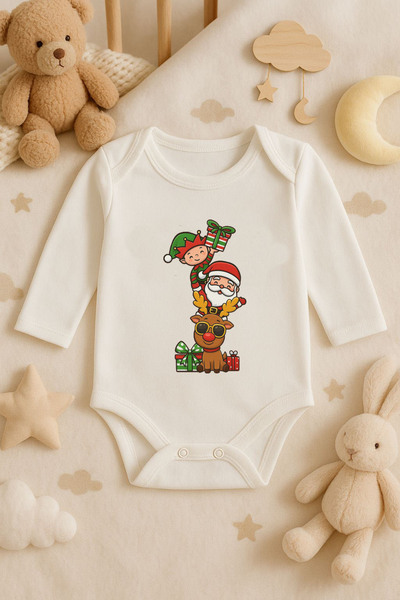 MODA ملابس داخلية للأطفال من القطن بأكمام طويلة لعام مطبوع لرأس السنة الجديدة...