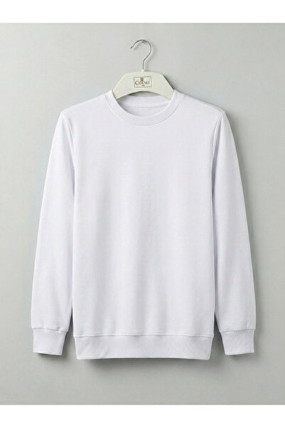 nacar çarşı Hanorac unisex alb din bumbac cu 2 fire, cu gât tip crew - Top si...