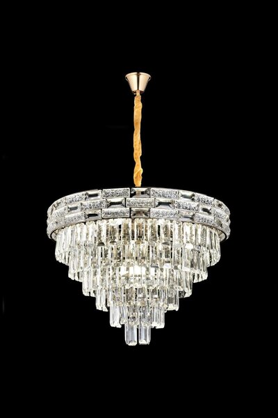 Ünal Aydınlatma Suyolu Krom 50 cm Kristal Taşlı Modern Avize – Salon ve Oturma Odası