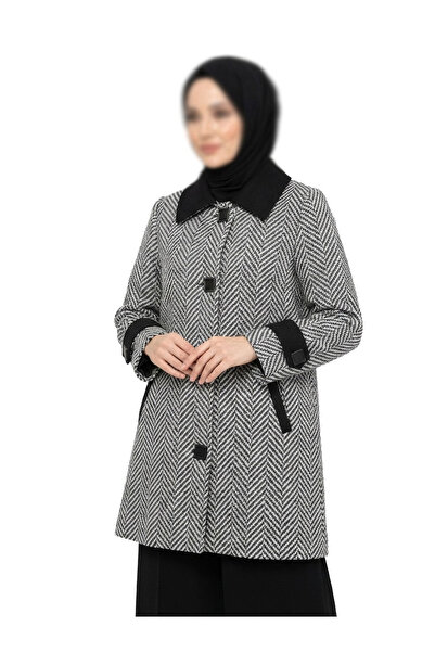 dcn giyim 1985 Women's Gray Cashmere Coat-6521