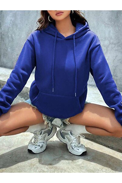 FAVORİST Düz Hooded Oversized Sweatshirt