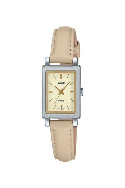 Casio Women's Analog Leather Strap Watch - LTP-E176L-5AVDF (Beige)