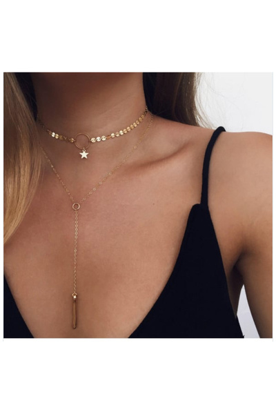 Hoop jewelery قلادة على شكل نجمة مرصعة بالترتر اللامع