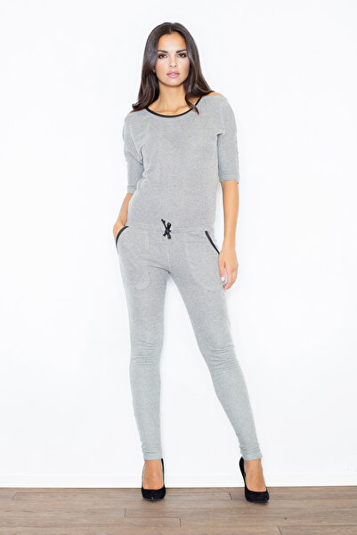 Figl Women's tracksuit - short sleeve jumpsuit dark gray M356 size XL