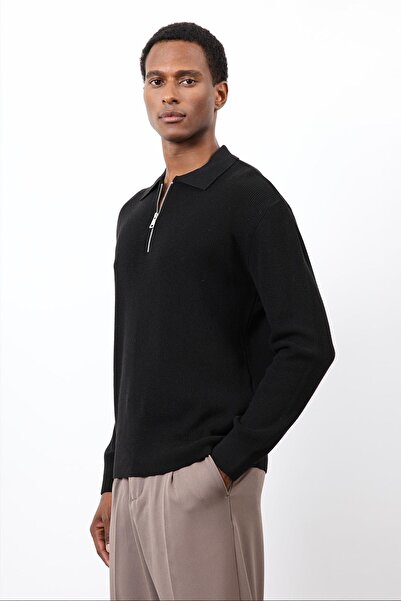 Antioch Black Zippered Men's Knit Sweater