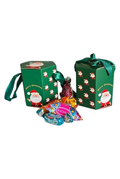 Buchetul dulce Cutie cadou verde de Crăciun cu mix de 200g bomboane Bucuria – Cadou dulce de Sfântul Nicolae