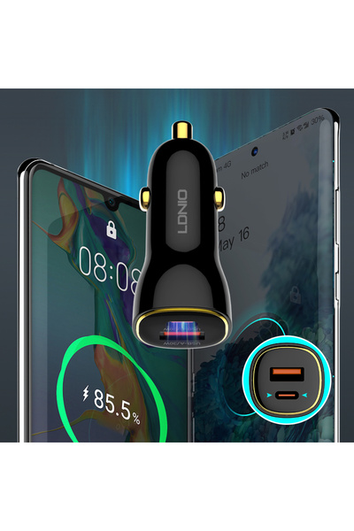 LDNIO C 103 60W Fast Car Charger PD 30W + QC 30W Supports PD/PPS/QC