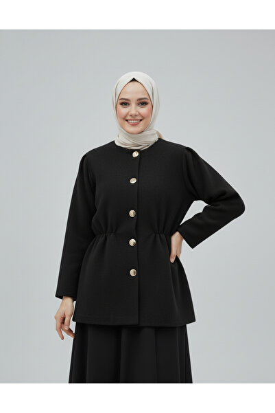 MİHRA STORE Fatiana Beli Sıkmalı Fox Jacket-Bn4549 Black