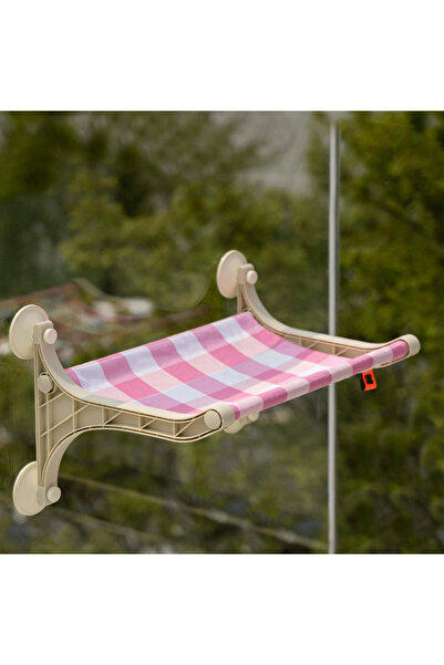 PisiMall Hamac Spring, cu ventuze, pentru pisici, roz, 53x36x33 cm