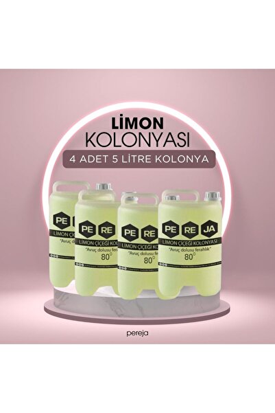 Pereja Limon Kolonyası 80 Derece 5 Litre 4 Adetli