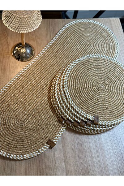 Thalia Home Hasır Beyaz Supla Runner Set American Serving Set