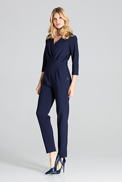 Figl Women's envelope jumpsuit - elegant navy blue jumpsuit M672 size XL