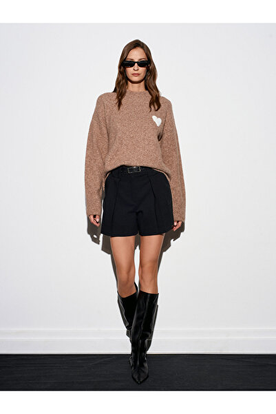 Dilvin 10837 Soft Textured Heart Knitwear Sweater