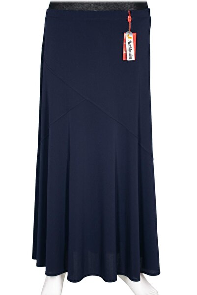 Hermevsim Hesna Women's Rana Plus Size Cross Model Elastic Lined Navy Blue Skirt