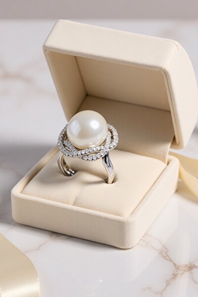 Utku Kuyumculuk 18 AYAR 0,78 CT PIRLANTA TAŞLI DOĞAL İNCİLİ PIRLANTA YÜZÜK
