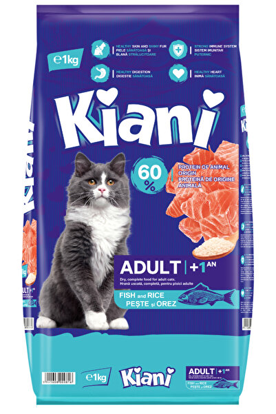 KİANİ Hrană pentru pisici adulte cu pește și orez (+1 an) 1 kg