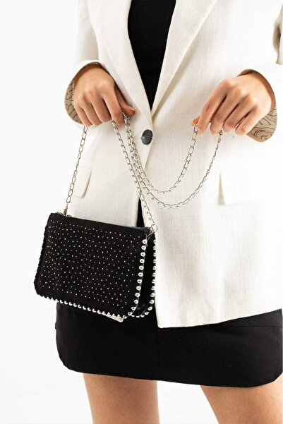 Zealous Mini Suede Stone Beaded Bag