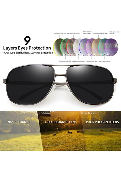 Joopin Aviation Polarized Rectangular Sunglasses for Men