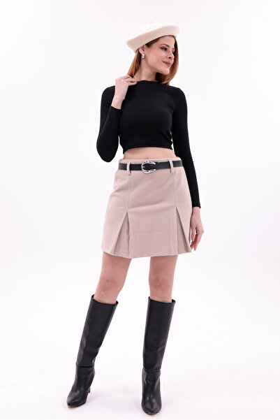 PENGORA Milano talie înaltă Fusta cu curea plisată, confortabilă, elegantă și...