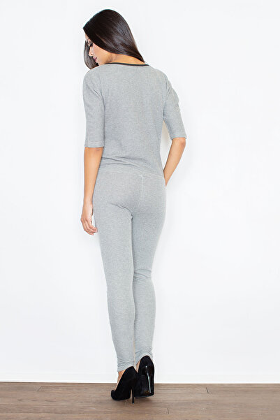 Figl Women's tracksuit - short sleeve jumpsuit dark gray M356 size XL