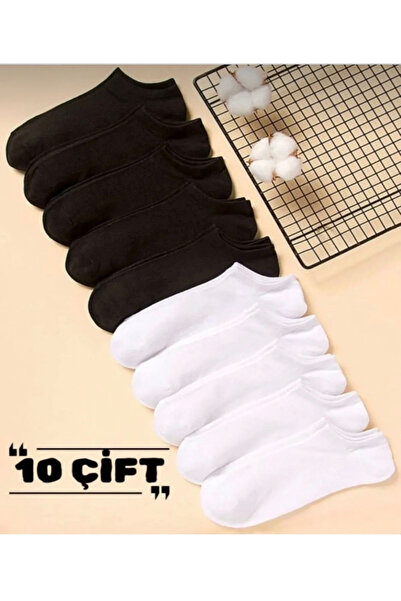 Çorabella 10 Çift Asorti Patik Çorap (5 Siyah 5 Beyaz) – Pamuklu, Nefes Alan Konfor Seti