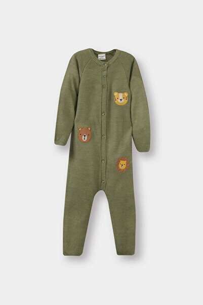 DeFacto Erkek Bebek Yenidoğan Hayvan Desenli Triko Tulum F3233A525WN