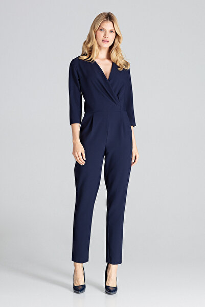 Figl Women's envelope jumpsuit - elegant navy blue jumpsuit M672 size XL