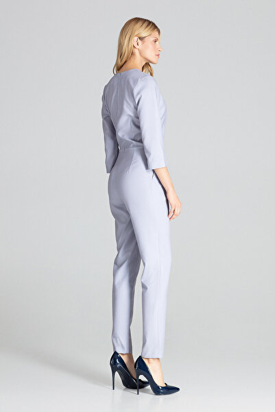 Figl Women's envelope jumpsuit - elegant gray jumpsuit M672 size L