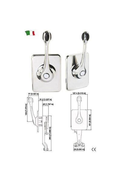 GFN Simple Stainless Steel Handle with Side Mount, Externally Adjustable, Compatible with Ultraflex Cabl