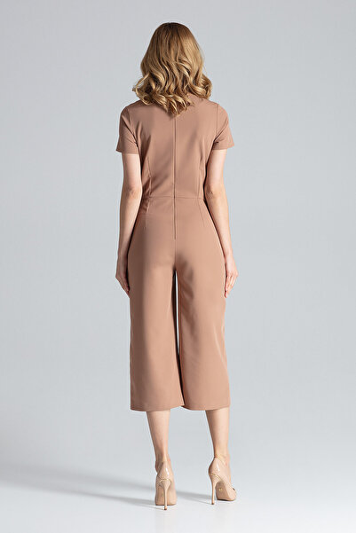 Figl Jumpsuit with wide trousers and short sleeves, brown M664, size S