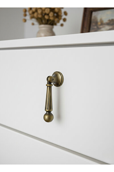 Karan Porselen Sallantılı Eskitme Sarı dolap, çekmece, vestiyer kulp