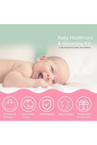 Generic MclleHome 8-in-1 Baby Grooming and Care Kit (Brush, Comb, Nail Clipper, Nasal Cleaner, Thermometer)