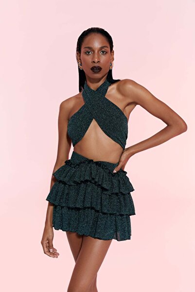 Nur Karaata Bellano Sparkle Green Skirt