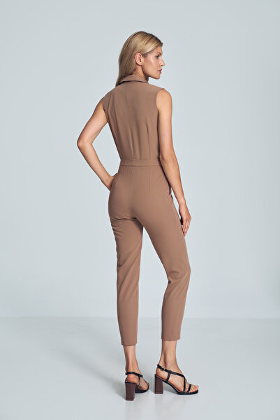 Figl Elegant women's jumpsuit - sleeveless jumpsuit - brown M716 size S