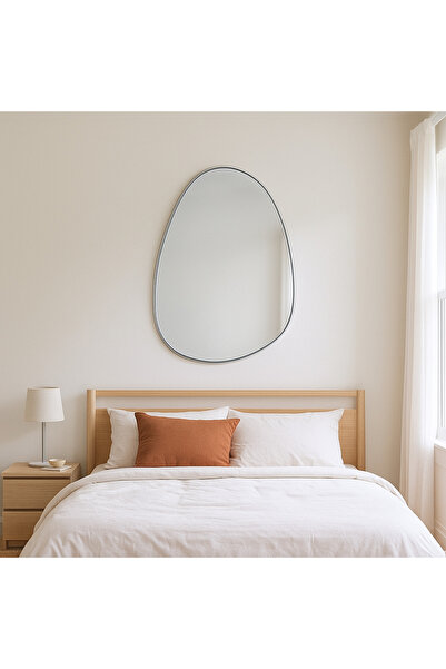 Ebticar Irregular Wooden Frame Wall Mirror – Grey (60×80)