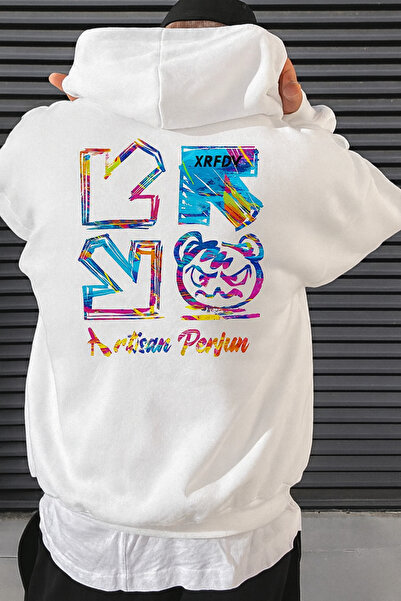 CLASSY.MODA Men's Colorful Graphic Printed Hooded Sweatshirt – Oversized Blac...