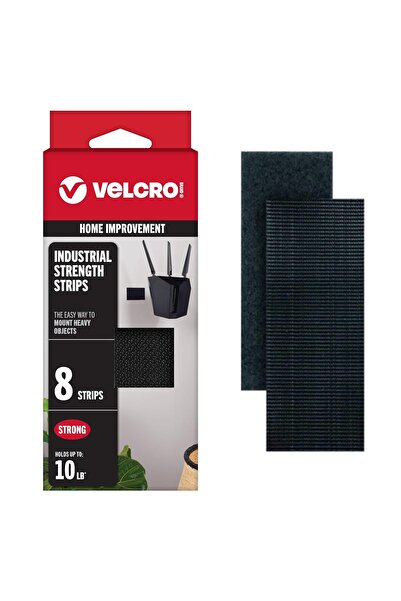 VELCRO Brand Heavy Duty 5×10.1 cm Adhesive Strips, 4.5 kg Hold, 8 pcs, Black