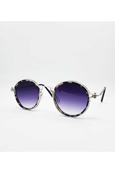 ESRADA Round Gray Leopard Women's Sunglasses 2165 46-22-150