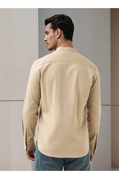 FAV Regular Fit Textured Shirt with Mandarin Collar