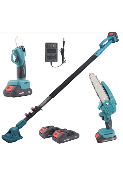 hoffmans Electric Scissors and Professional Mini Chainsaw Package – 2 Batteries 48V, 5Ah, 2.13m Rod, Premium