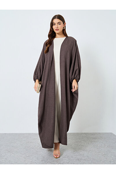 Take Two By Styli Textured Open Kimono Sleeve Abaya