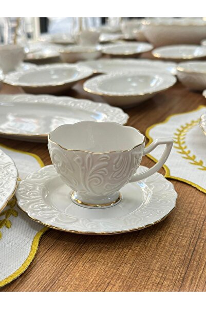 MD MİMOZA DEKOR Breakfast Set 107 Pieces for 12 People Rose / Tea & Coffee Set / Presentation Set