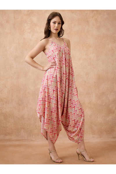 Globus By Styli Strappy Shoulder Waist Tie-Up Harem Style Fusion Jumpsuit