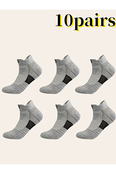Take Two By Styli Pack of 10 -Contrast Tab Short Crew Socks