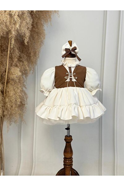 Hobidik Baby Crepe Fabric Vest Set Vintage Birthday Dress