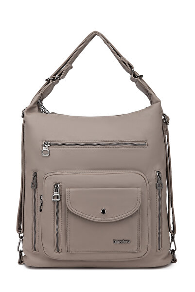 Hüvendo Barcelona Multi-Pocket Casual Adjustable Strap Large Size Women's Shoulder and Backpack Light Mink