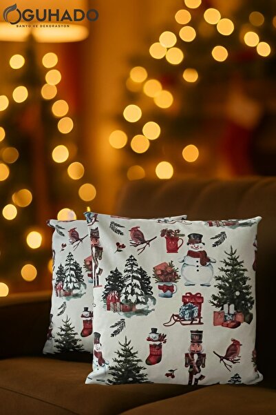 Christmas Themed Pillowcase 2pcs - White Christmas Pillowcase - New Year Home Decoration(2 sides)