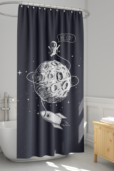 Moud's ستارة حمام، ستارة دش بنمط هيلو سبيس، ستارة حوض استحمام، مع حلقة هدية 1...