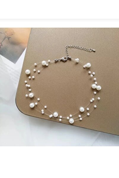 TakıConcept 3 Sıra El Yapımı Choker Inci Kolye